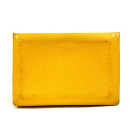 HERMES Calvi business card holder, leather goods, pass case, Epson, women's, yellow