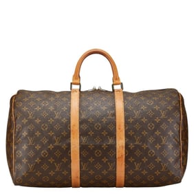 Louis Vuitton Monogram Keepall 50 Boston Bag M41426 Brown PVC Leather Women's LOUIS VUITTON