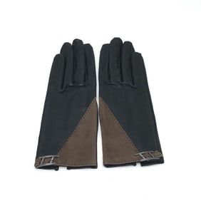 HERMES H logo gloves, leather, women's, brown