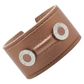 BVLGARI Bvlgari Bangle Beige Silver Leather Metal Women's
