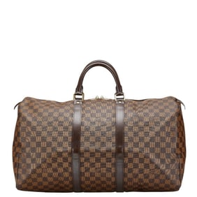 Louis Vuitton Damier Keepall 50 Boston Bag/Travel Bag N41427 Brown PVC Leather Women's LOUIS VUITTON
