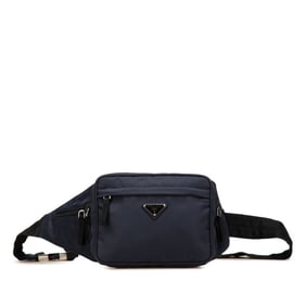 Prada Triangle Logo Plate Waist Bag/Body Bag Navy Nylon Women's PRADA