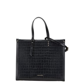 Samantha Vega Crocodile Embossed Tote Bag/Shoulder Bag, 2-Way, Black Synthetic Leather, Men's
