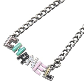 CHANEL logo rhinestone choker in silver, multicolored metal and plastic for women.