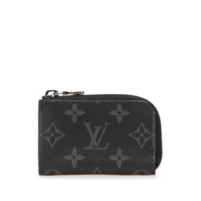 Louis Vuitton Monogram Eclipse Porte Monnaie Jour Coin Case M63536 Black PVC Leather Men's LOUIS