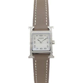 Hermès H Watch Mini Diamond Bezel, Shell Dial, Quartz Watch, HH1.131, Women's
