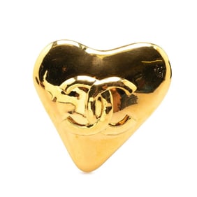 Vintage Chanel Coco Mark Heart Motif Brooch, Gold Plated, Women's