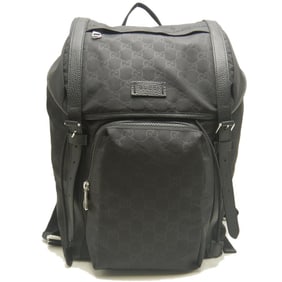 GUCCI Daypack 387071 Backpack in GG Nylon and Leather, Black, 252986