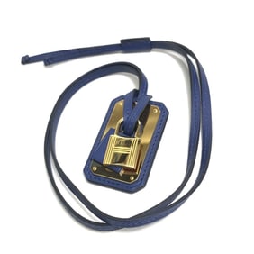 HERMES O'Kelly GM Pendant with Cadena Motif Necklace in Swift Leather, Blue Saphir, Unisex