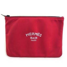 HERMES Neoban Trusse Flat MM Clutch Bag/Pouch, Polyamide, Women's, Red