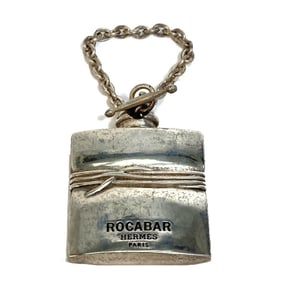 HERMES Rocabar Bag Keychain Charm Stainless Steel Unisex Silver