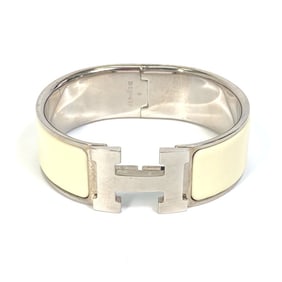 HERMES H Bangle Click Clack GM Bracelet Metal/Enamel Women's White