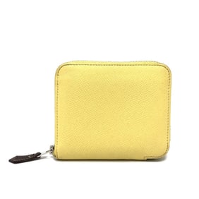 HERMES Azap Compact Silk-in Bifold Wallet, Epsom Leather, Women's, Jaune Poussin (approximately 100%