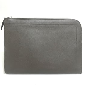 HERMES L-shaped zipper zip computer bag, clutch Epson, unisex, Etoupe, gray