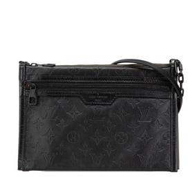 Louis Vuitton Monogram Shadow Flat Messenger Pouch Clutch/Shoulder Bag M44635 Black/Khaki Leather