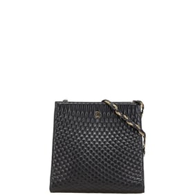 BALLY Quilted B Logo Chain Shoulder Bag in Black Leather for Women