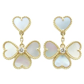 Van Cleef & Arpels Sweet Alhambra F-Yage Earrings, Mother of Pearl and Diamonds, 18K Yellow Gold