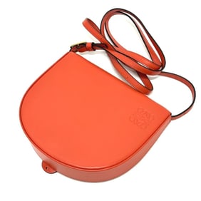 LOEWE Anagram Heel Bag Crossbody Shoulder Leather Women's Orange