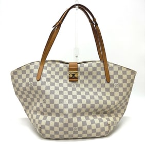 LOUIS VUITTON N41208 Damier Azur Salina PM Shoulder Tote Bag, Canvas, Women's, White