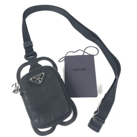PRADA Prada Triangle Logo Plate Smartphone Pouch iPhone Case with Neck Strap Mobile Phone Nylon
