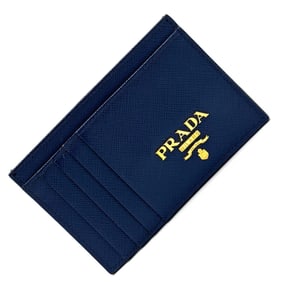 PRADA Saffiano Business Card Holder/Card Case 1MC053 Blue Leather Pass Holder for Women and Men