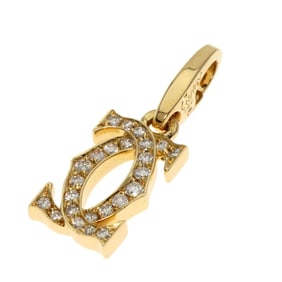 Cartier 2C Charm Diamond Pendant Top 18K Yellow Gold Women's CARTIER