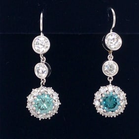 Platinum Irradiated Diamond Earrings
