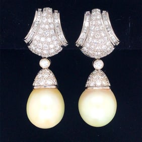 South Sea Pearl & Diamond Earrings