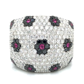 18K White Gold Diamond & Pink Sapphire Ring