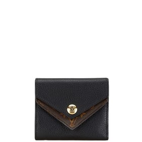 Louis Vuitton Portefeuille Double V Compact Tri-fold Wallet M64420 Noir Brown Leather PVC Women's