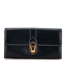 Louis Vuitton Utah Portefeuille Sarah Cuir Long Wallet M93767 Ankle Navy Leather Women's LOUIS