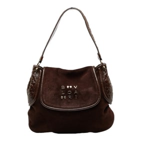 Bvlgari one shoulder bag brown canvas leather ladies BVLGARI