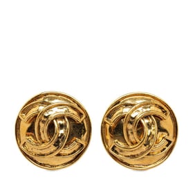 Chanel Coco Mark Earrings Gold Plated Women's CHANEL