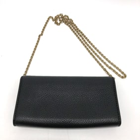 Christian Dior Dior JADIOR Logo/Crossbody Chain Wallet Shoulder Bag Leather Women's Black