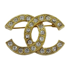 Chanel Brooch for Women, Brand GP Rhinestone Coco Mark Gold