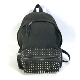 Yves Saint Laurent SAINT LAURENT PARIS 360206 Studded Canvas Backpack, Unisex, Black