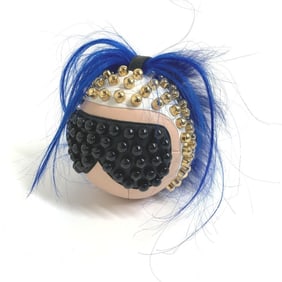 FENDI 7AR492 Karl Lagerfeld Studded Panquito Keychain Bag Charm Leather Men's Multicolor