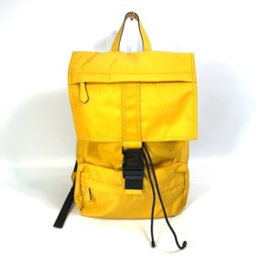 FENDI 7VZ066 Fendines Backpack, Men's, Nylon/Leather, Yellow, Like New