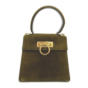 Salvatore Ferragamo Gancini handbag in brown suede for women