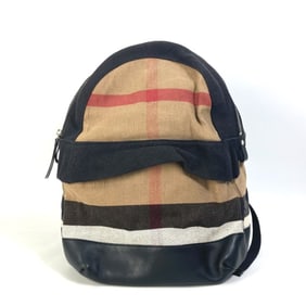 BURBERRY 3958527 Mega Check Backpack in Canvas/Leather, Beige