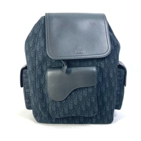 Christian Dior Dior Saddle Oblique Backpack (1ADBA161YKS, 23SS) in Navy Canvas and Leather.