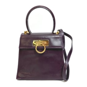 Salvatore Ferragamo Vara Gancini 2-Way Shoulder/Handbag Leather Women's Purple
