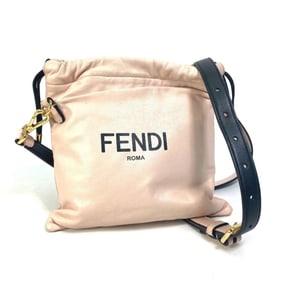 FENDI 8BT337 Drawstring Pouch/Pouch/Pack Slim Clutch Small Shoulder Bag Leather Women's Pink