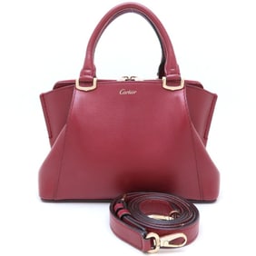 CARTIER C de Cartier Mini 2-Way Handbag in Bordeaux Leather for Women, 352813