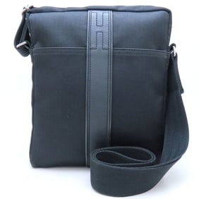 HERMES Acapulco Bandouliere MM Shoulder Bag Toile Chevron Black Women's 352788