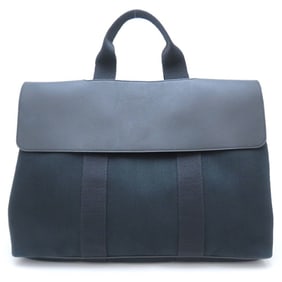 HERMES Valparaiso GM handbag, 2009, leather and canvas, black, women's, model number 352844, stamped