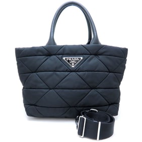 PRADA Small Padded Re-Nylon 1BG436 2-Way Tote Bag in Black Nylon and Leather, Women's, 352818