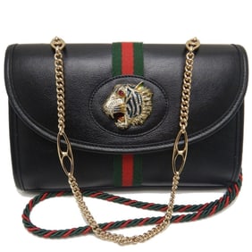 GUCCI Sherry Line Raja 570145 Shoulder Bag in Black Calfskin, Women's, 253300