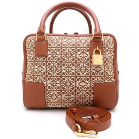 LOEWE Amazona 19 Anagram Jacquard Two-Way Handbag in Brown Leather (A039N10X02) for Women (Product