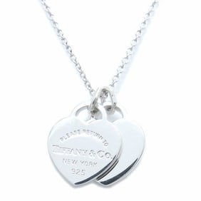 TIFFANY & Co. Return to Tiffany Double Heart Tag Necklace, Mini, 925 Sterling Silver, Women's,